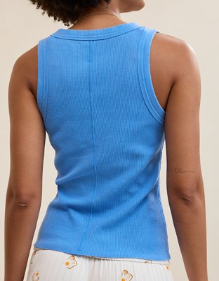 Женский топ Aerie Unwind Waffle Henley, цвет: Синий — фото 2