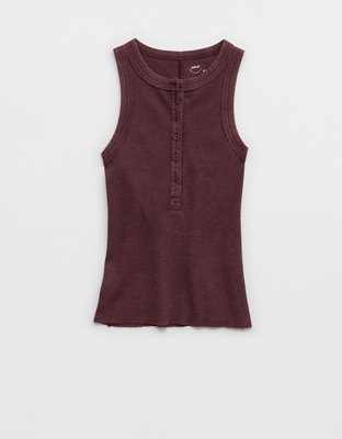Aerie Unwind Waffle Henley Tank Top