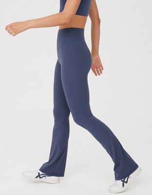 aerie, Pants & Jumpsuits, Aerie Marbled Blue Real Me High Waisted Ruched  Flare Yoga Pants Leggings