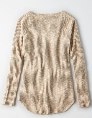 Женские футболки American Eagle AE Split Neck Waffle Tee — фото 4