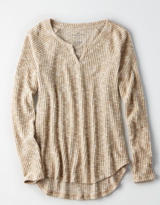 Женские футболки American Eagle AE Split Neck Waffle Tee — фото 3