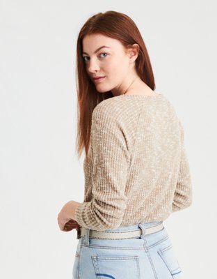 Женские футболки American Eagle AE Split Neck Waffle Tee — фото 2