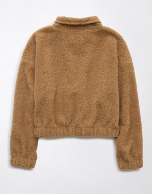 Cropped sherpa pullover hotsell