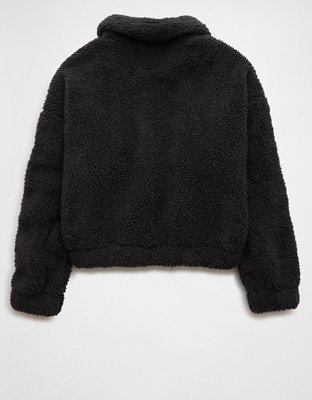 AE Cropped Sherpa Quarter-Zip Sweatshirt