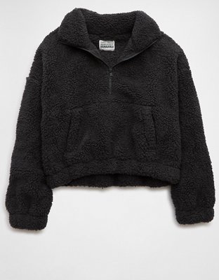 AE Cropped Sherpa Quarter Zip Sweatshirt