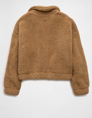 AE Cropped Sherpa Quarter-Zip Sweatshirt