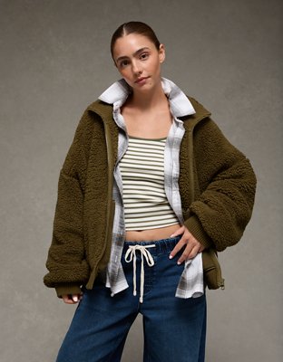 AE Full-Zip Sherpa Fleece Sweatshirt