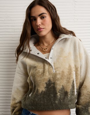AE Sherpa Fleece Graphic Henley Sweatshirt