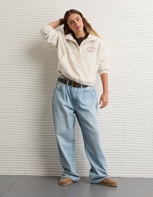 AE Sherpa Fleece Graphic Henley Sweatshirt