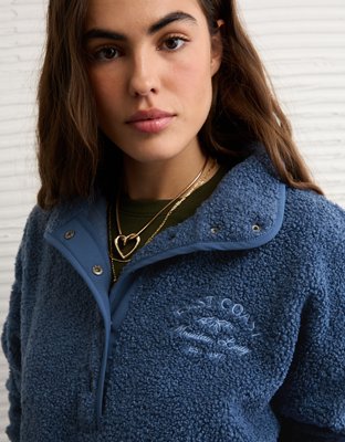 AE Sherpa Fleece Graphic Henley Sweatshirt