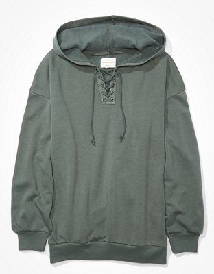 Женские худи American Eagle AE Fleece Oversized Lace Up — фото 3