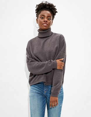 cropped mock neck sweatshirt
