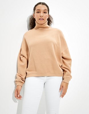 AE Textured Fleece Cropped Mock Neck Sweatshirt