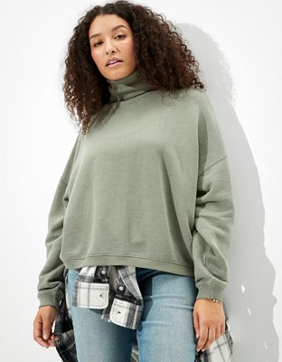 AE Textured Fleece Cropped Mock Neck Sweatshirt