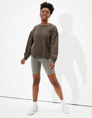 puff sleeve crew neck sweater