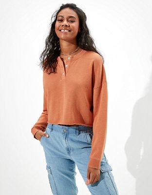 Henley neck sweatshirt hot sale