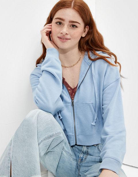 Женские худи American Eagle AE Fleece Cropped Zip-Up