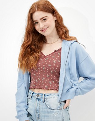 AE Fleece Cropped Zip-Up Hoodie