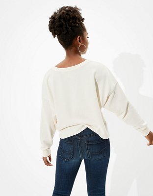 v neck fleece sweatshirt