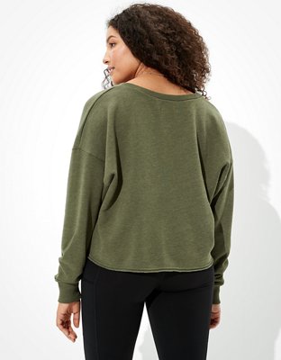 AE Fleece Cropped VNeck Sweatshirt
