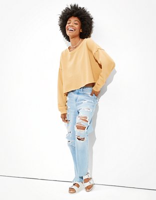 Cropped crewneck hot sale