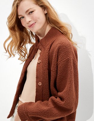 American Eagle AE Sherpa Button-Up Shacket — фото 5