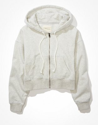 White zip clearance up crop hoodie