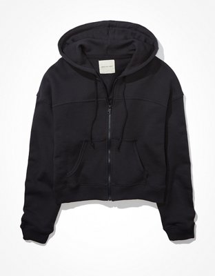 AE Cropped Zip-Up Bomber Hoodie