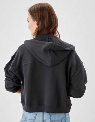 AE Cropped Zip-Up Bomber Hoodie