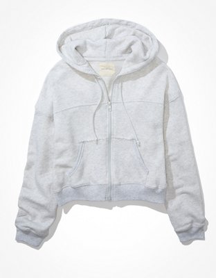 AE Cropped Zip-Up Bomber Hoodie