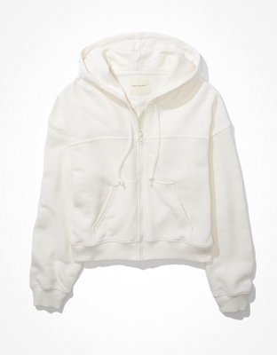 AE Cropped Zip-Up Bomber Hoodie | American Eagle