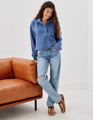 Женские худи American Eagle AE Cropped Polo Sweatshirt — фото 4