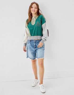 Женские худи American Eagle AE Lace-Up Patchwork Sweatshirt — фото 5