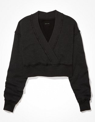 Женские худи American Eagle AE Cropped Wrap-Front Sweatshirt — фото 3