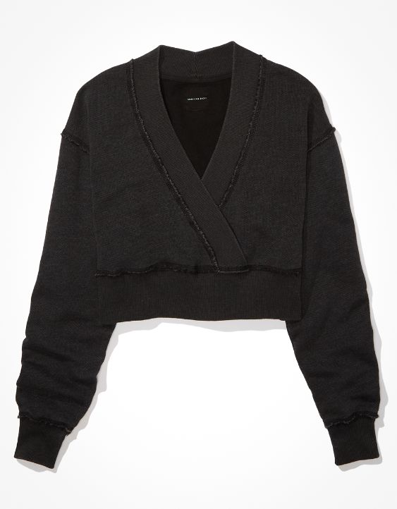 AE Cropped Wrap-Front Sweatshirt