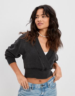 AE Cropped Wrap-Front Sweatshirt
