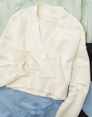 AE Cropped Wrap-Front Sweatshirt