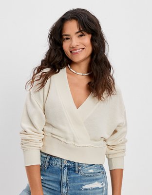 AE Cropped Wrap-Front Sweatshirt