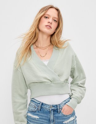 AE Cropped Wrap-Front Sweatshirt