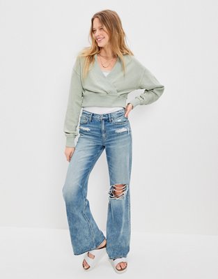 AE Cropped Wrap-Front Sweatshirt