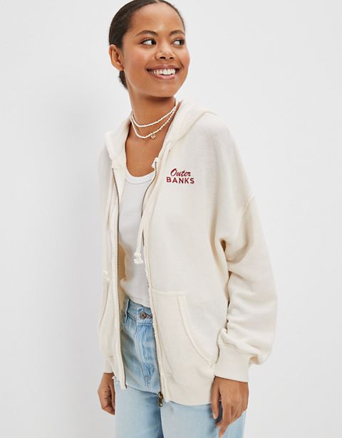 Женские худи American Eagle AE x Outer Banks Oversized Graphic Zip-Up