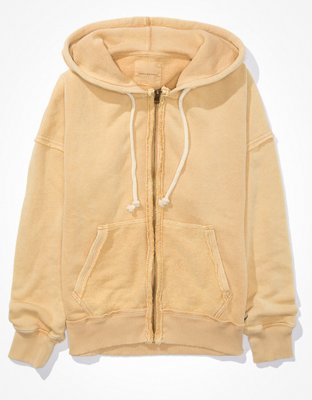 Audrey Oversized Zip Up Sweatshirt Beige