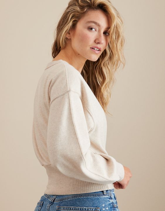 AE Cropped Fitted-Waist Sweatshirt