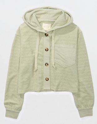 Женские худи American Eagle AE Cropped Shacket — фото 3