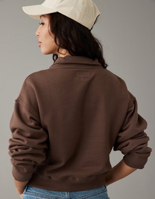 Женские худи American Eagle AE Cropped Quarter-Zip Sweatshirt — фото 4