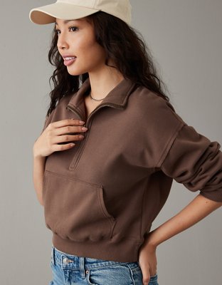 Cropped quarter store zip pullover