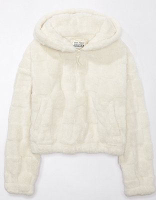 Женские худи American Eagle AE Sherpa Checkered Quarter-Zip — фото 3