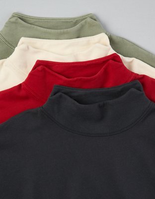 STRETCH FLEECE MOCK NECK T-SHIRT