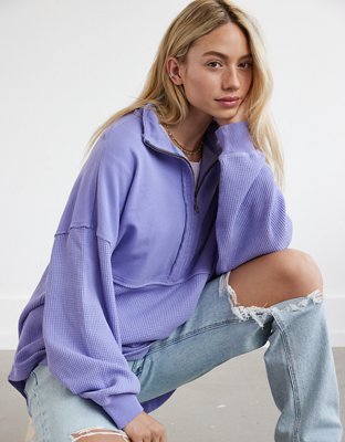 Fronage Quarter Half Zip Pullover Women Lapel Oversized Sweatshirt