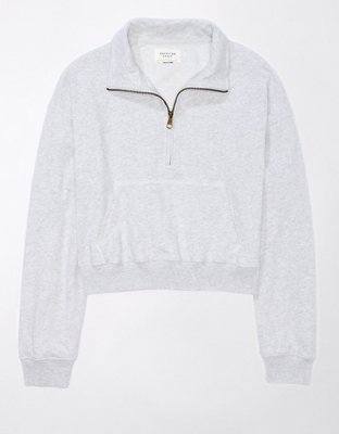 Quarter Zip Oversized Collar Fleece Sweatshirt